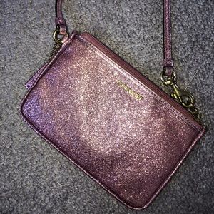 Coach pink sparkle wristlet